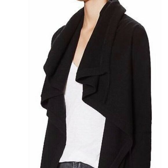 Shae Women Open Front Cardigan Drawstring Black Size M - Picture 2 of 3